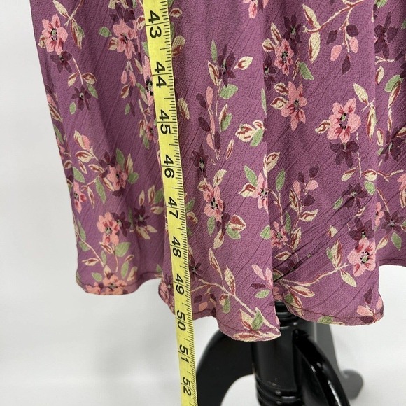 Vintage Karavan Purple Floral Bias Cut Maxi Dress Long Sleeve XL Ditsy Floral - Picture 8 of 9